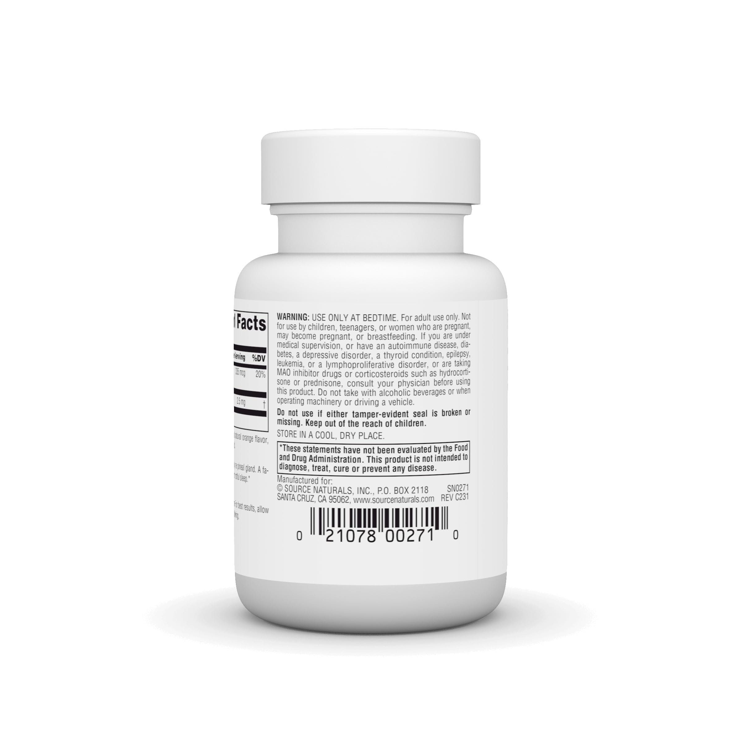 Amazon.com: Source Naturals Melatonin 2.5 mg - 60 Orange Flavored
